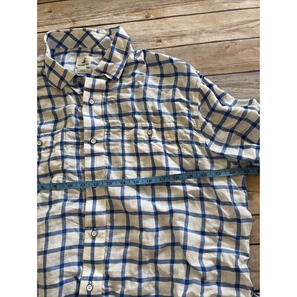 Johnnie-O Hangin Out Blue White Plaid Checker Button Up Long Sleeve Shirt XL - Picture 7 of 9